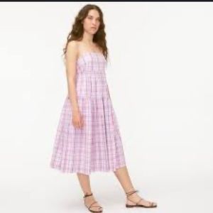 J. Crew Pink Plaid Spaghetti Midi Dress Size 2